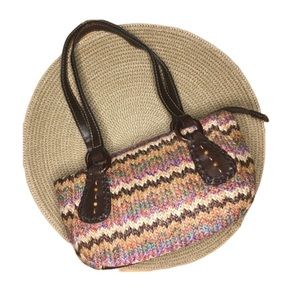 2/$30 Fossil mini chevron woven lavender brown purse